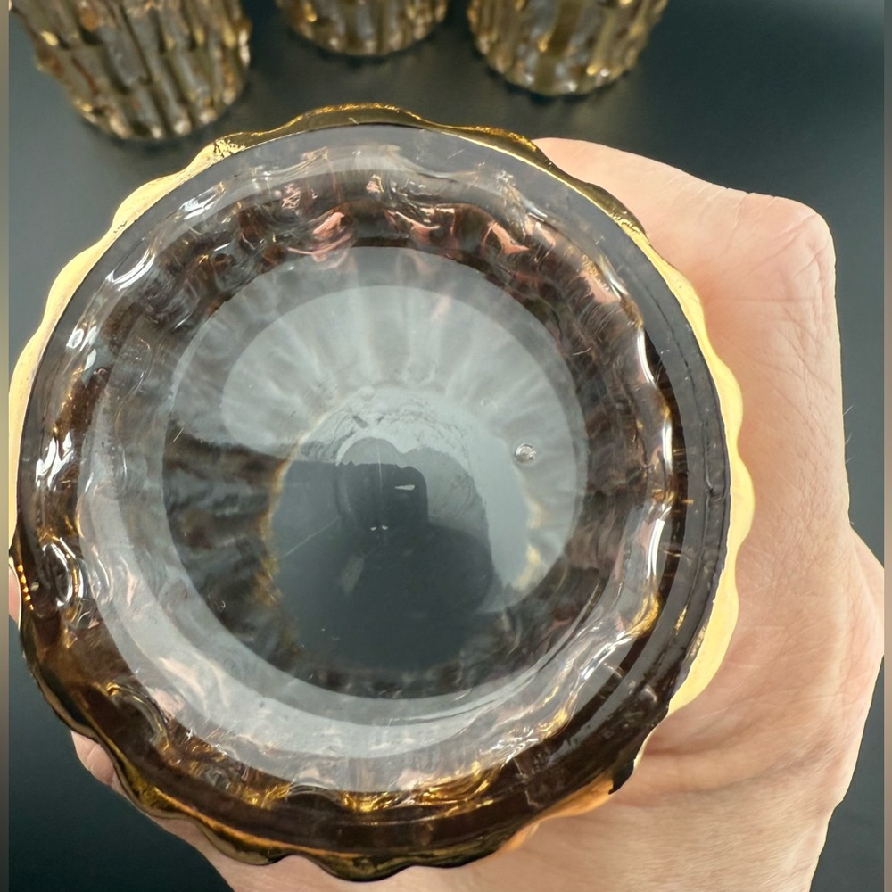 4 Imperial Glass. “Bambu Gold” 14oz raised 24kt gold. Highball - Picture 9 of 15
